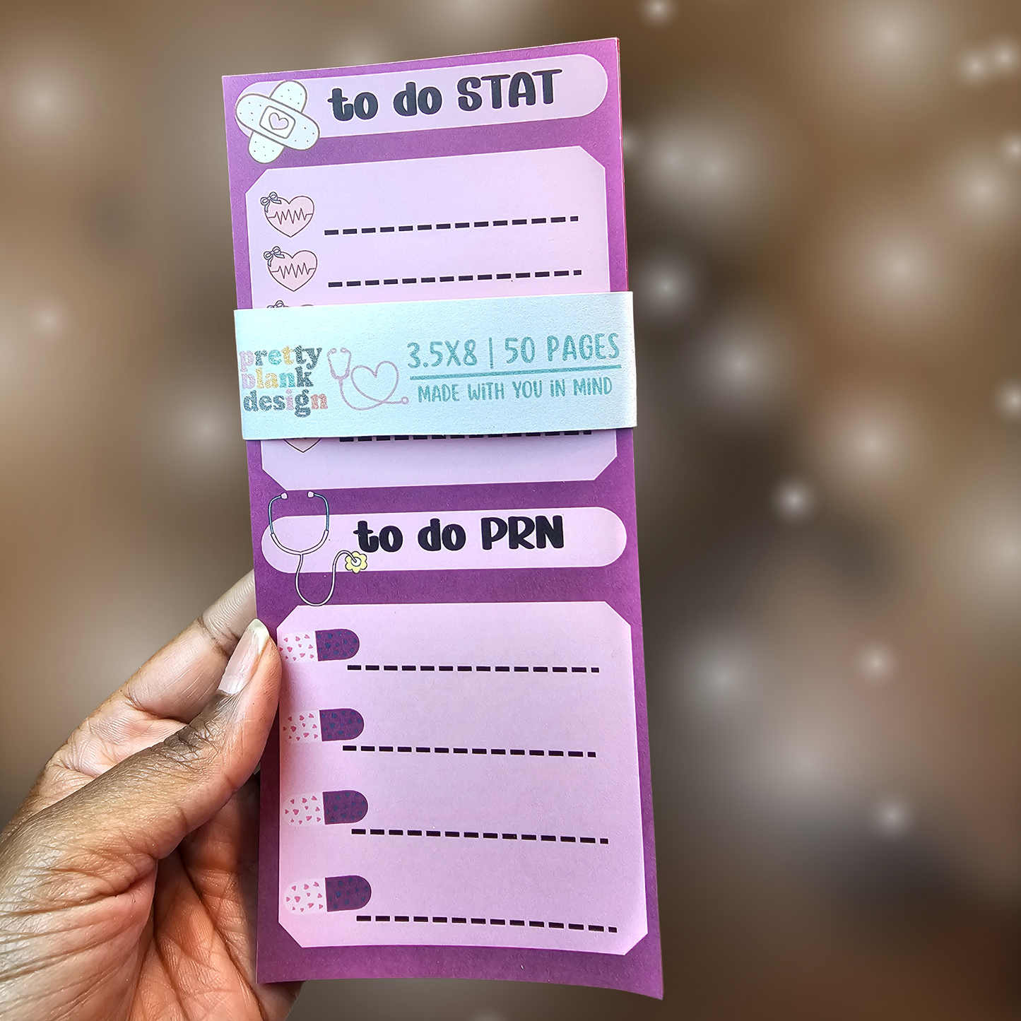 To Do STAT & PRN Notepad – Nurse-Themed To-Do List | 3.5x8 | 50 Pages Pretty Blank Design, LLC