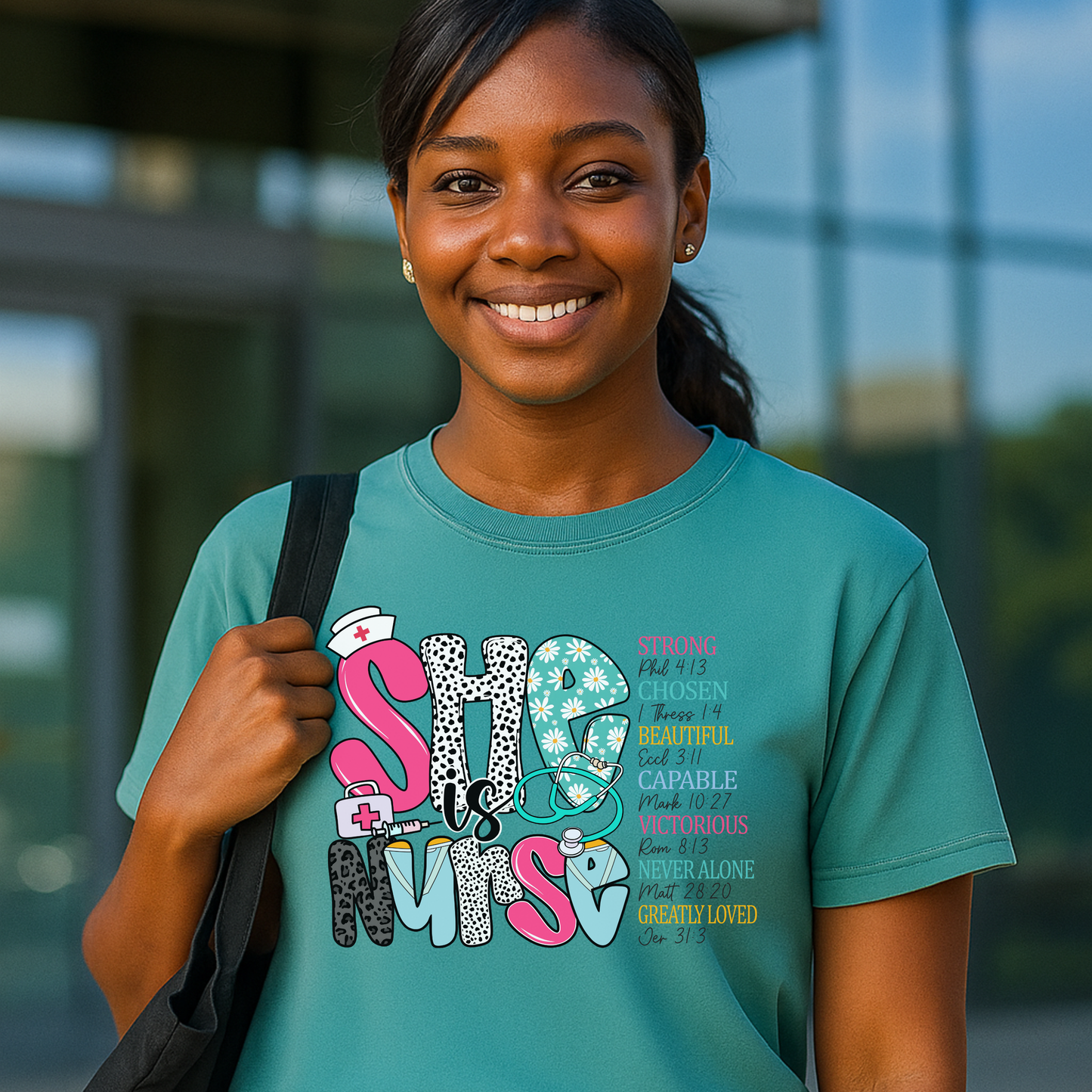 She Is Nurse – Faith-Inspired Nurse T-Shirt Pretty Blank Design, LLC