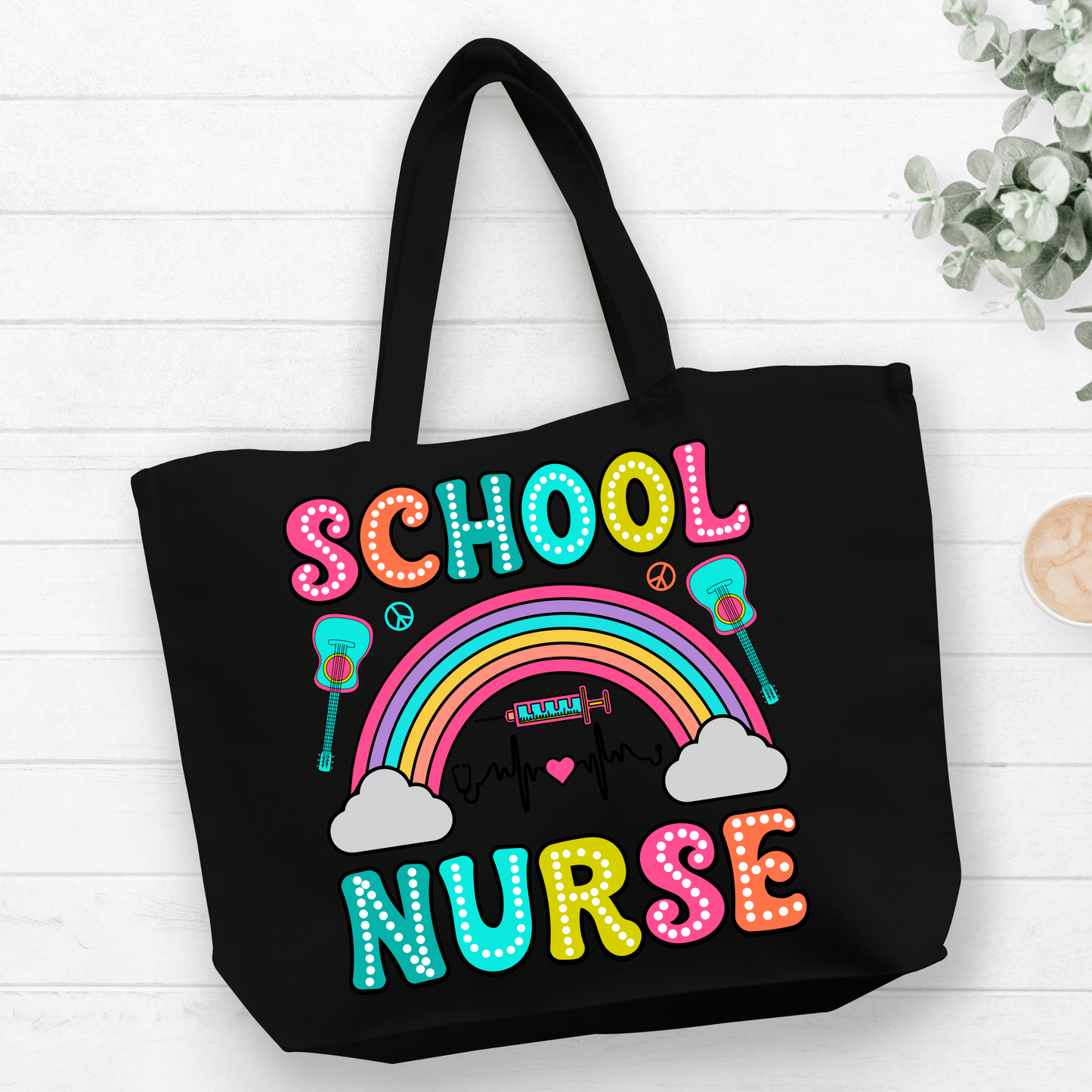 School Nurse Rainbow Tote Bag Pretty Blank Design, LLC