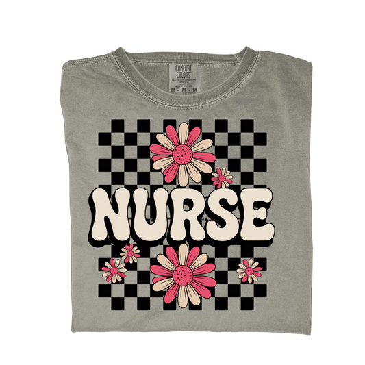 Retro Floral Nurse Graphic Tee Pretty Blank Design, LLC