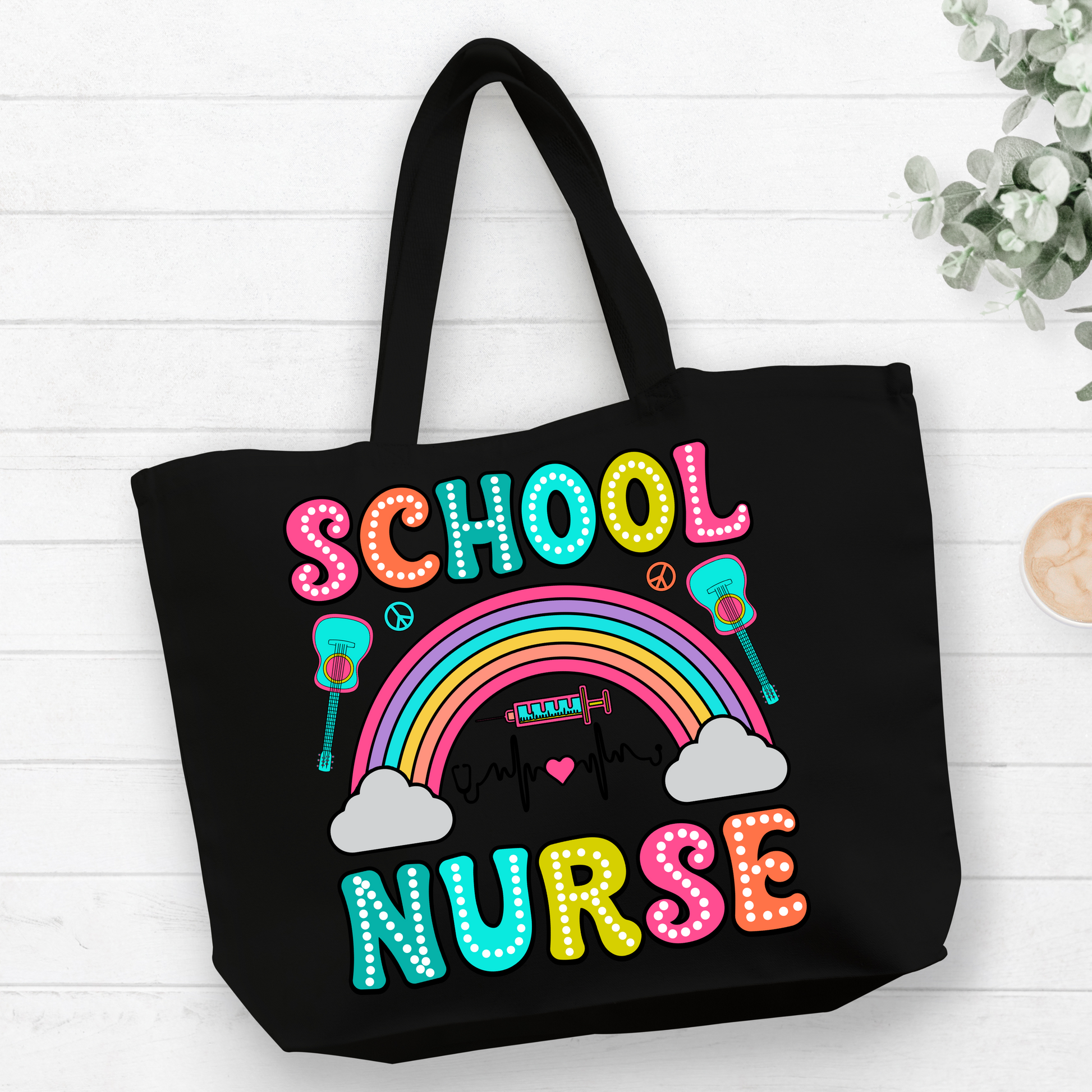 School Nurse Rainbow Tote Bag Pretty Blank Design, LLC