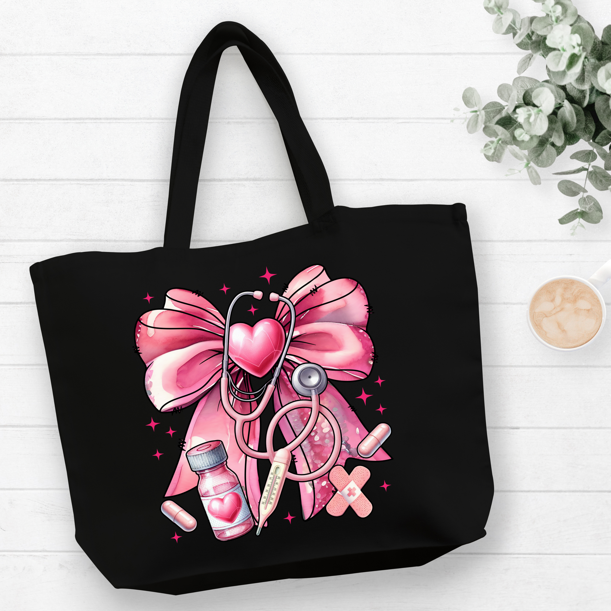 Nurse Ribbon Tote Bag Pretty Blank Design, LLC
