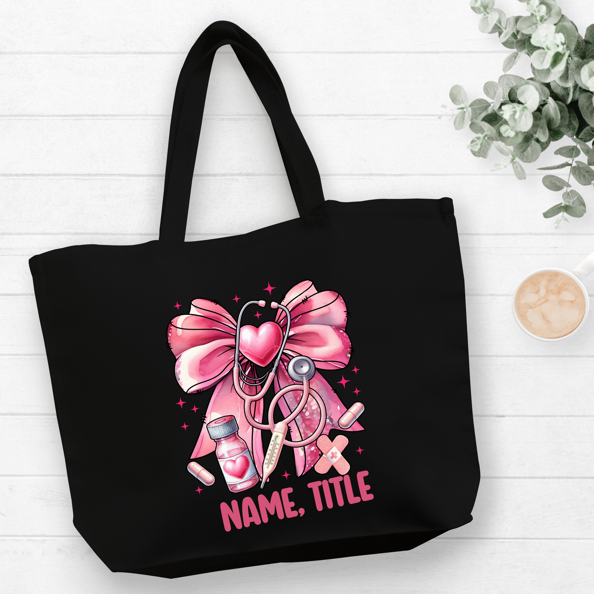 Nurse Ribbon Tote Bag Pretty Blank Design, LLC