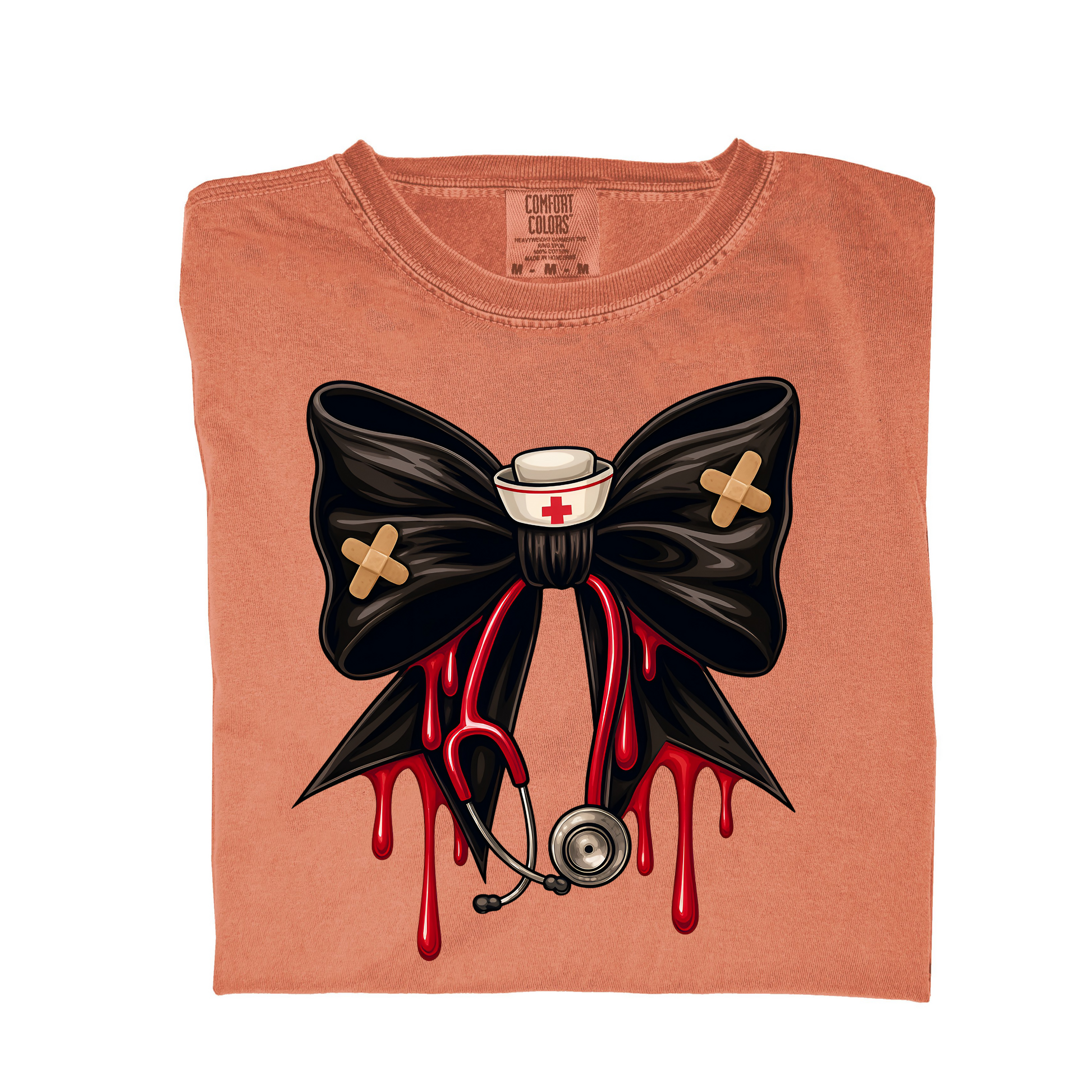 Halloween Nurse Bow T-shirt Pretty Blank Design, LLC
