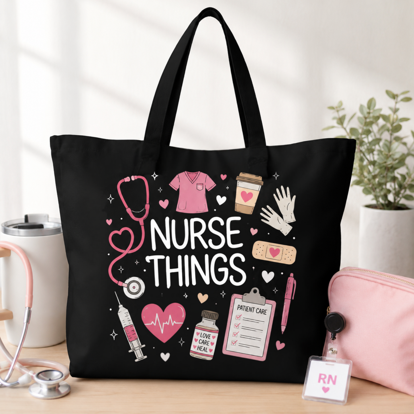 Extra Nurse Things Large Canvas Tote Bag