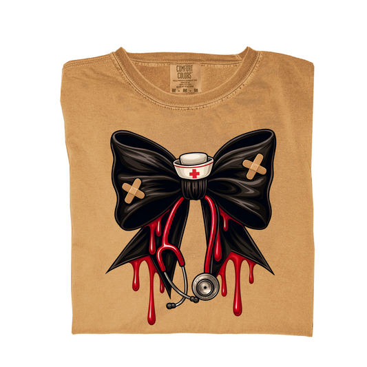Halloween Nurse Bow T-shirt Pretty Blank Design, LLC