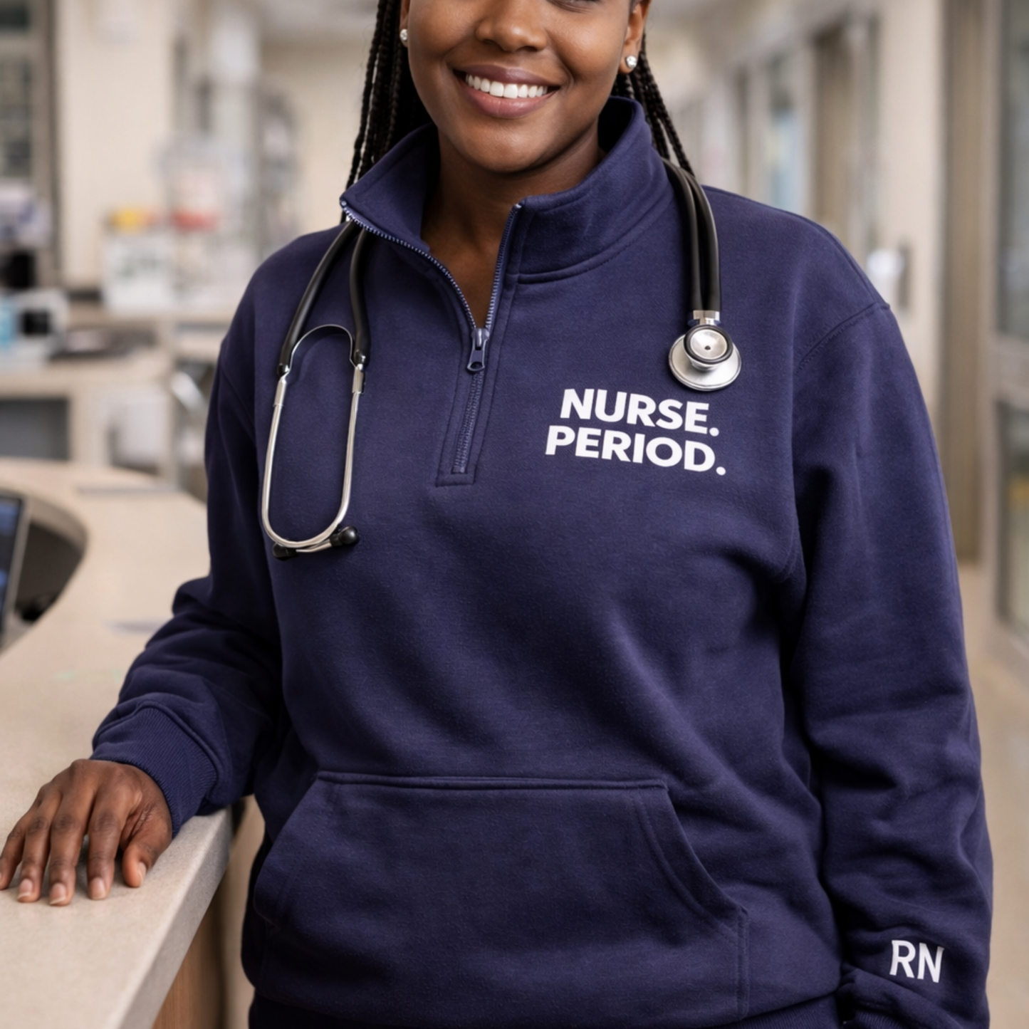 NURSE. PERIOD Quarter Zip Sweatshirt