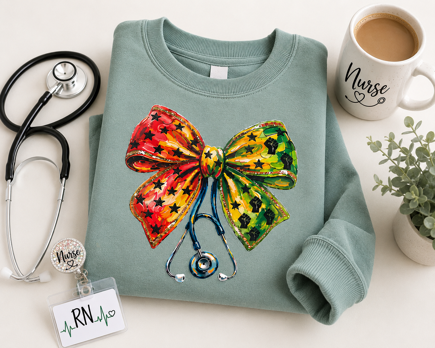 Juneteenth Nurse Bow Crewneck Sweatshirt