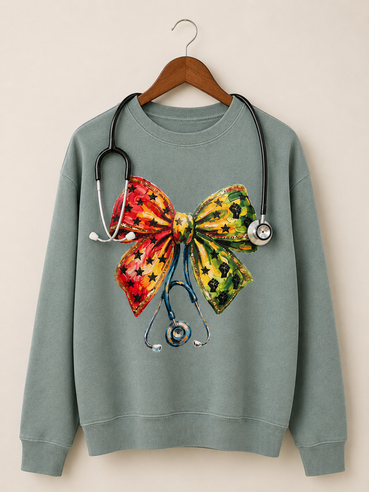 Juneteenth Nurse Bow Crewneck Sweatshirt