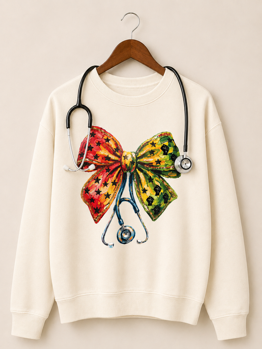 Juneteenth Nurse Bow Crewneck Sweatshirt