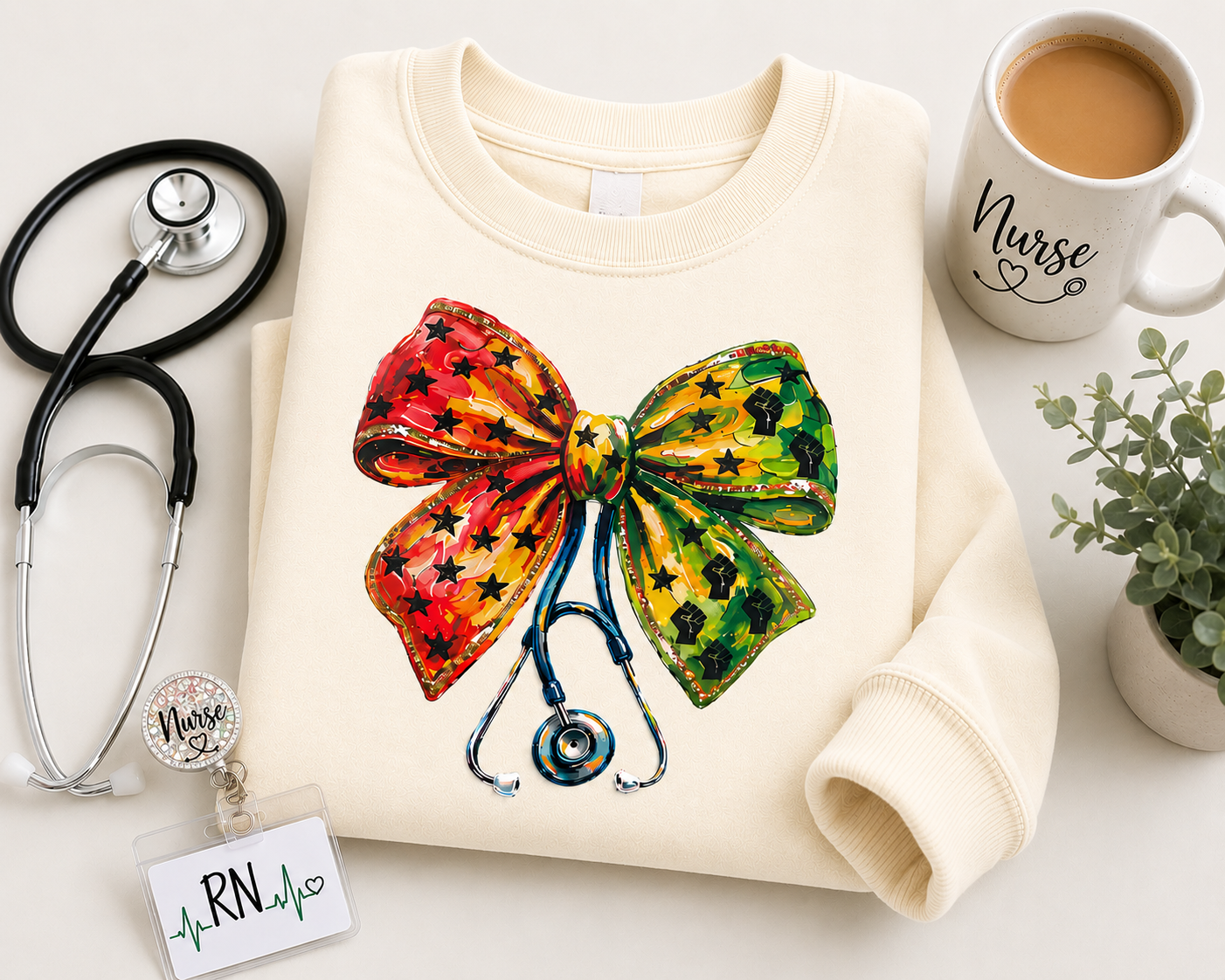 Juneteenth Nurse Bow Crewneck Sweatshirt