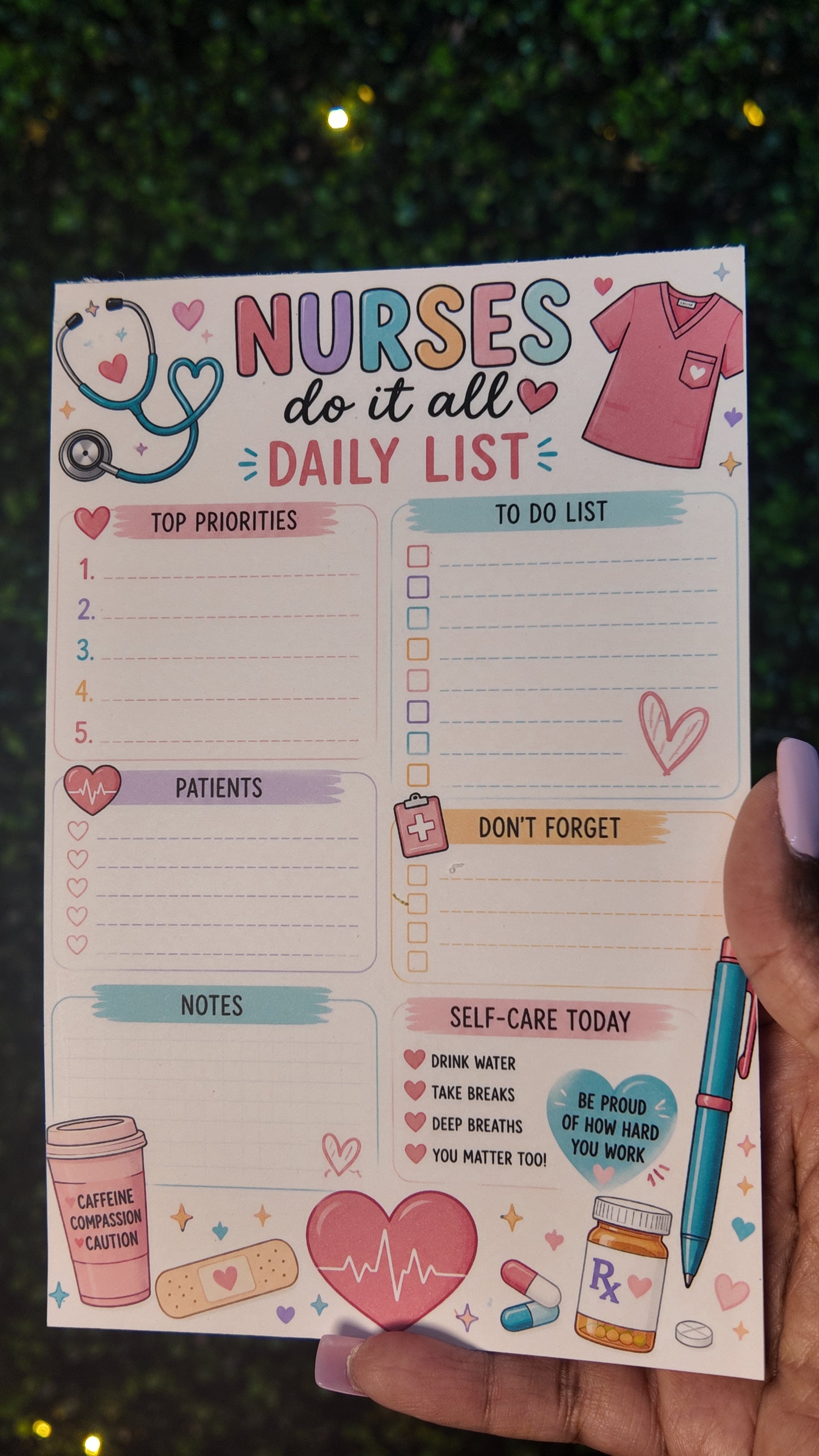 Nurses Do It All Daily List Notepad | Cute Nurse Planner Pad
