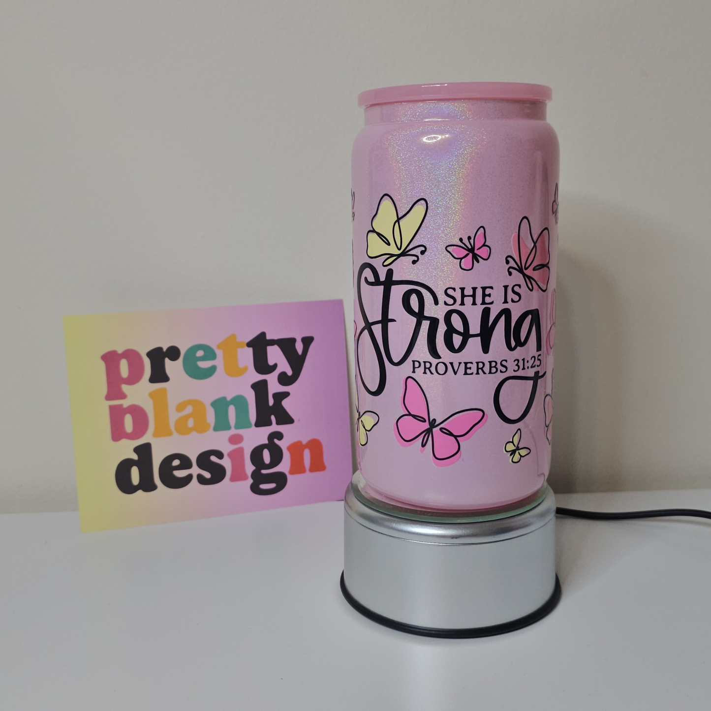 She Is Strong Glass Cup Pretty Blank Design, LLC