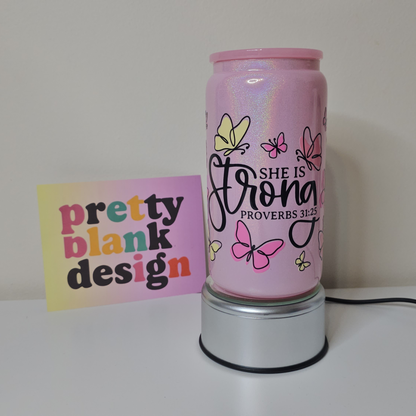 She Is Strong Glass Cup Pretty Blank Design, LLC