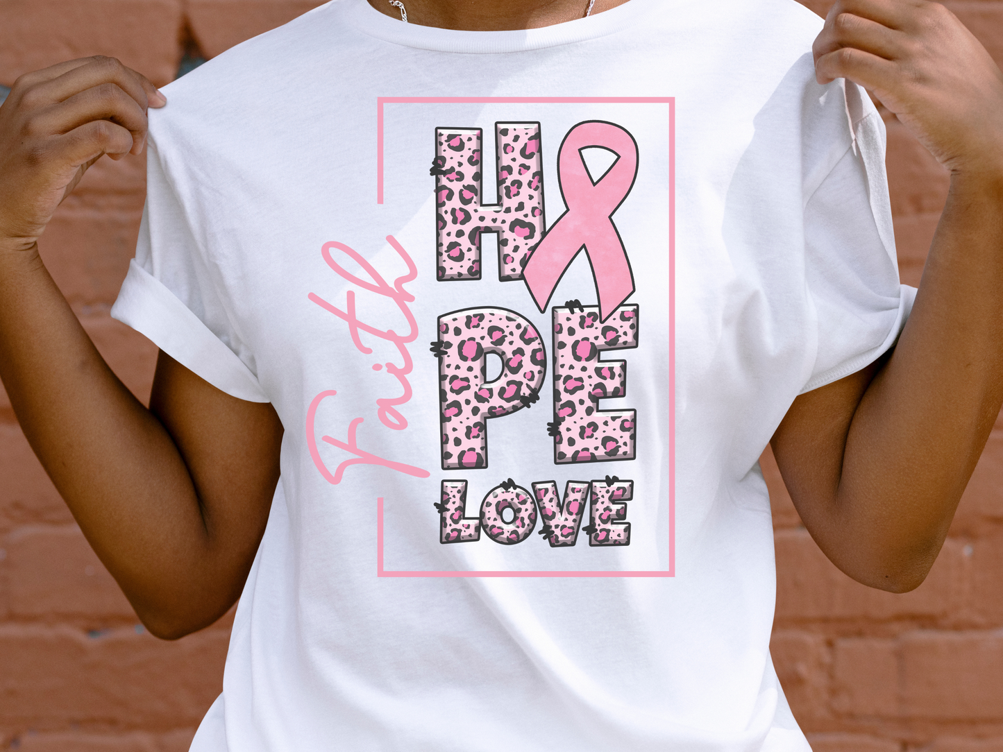 Faith, Hope and Love Breast Cancer T-shirt Pretty Blank Design