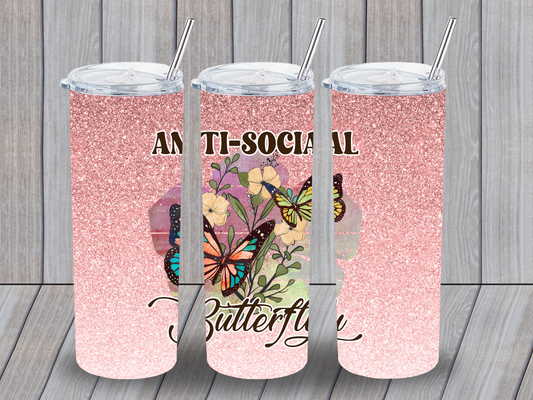 Anti-Social Butterfly Tumbler Pretty Blank Design