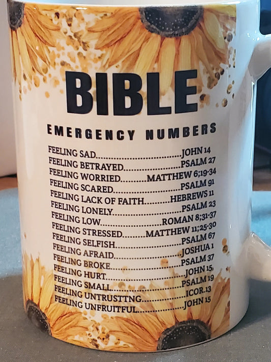 Bible Emergency Numbers Coffee Mug Pretty Blank Design